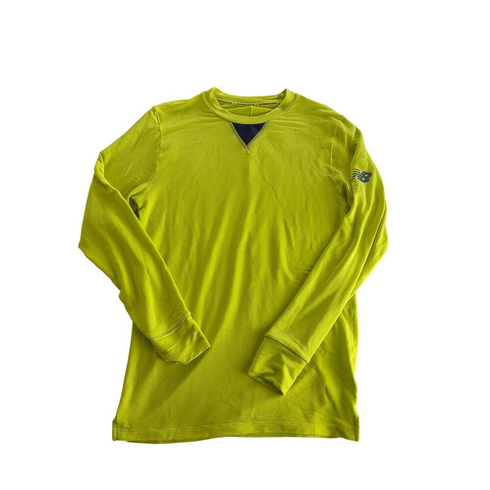 New‎ Balance Heat Mens Shirt Medium Yellow Long Sleeve Pullover Athletic